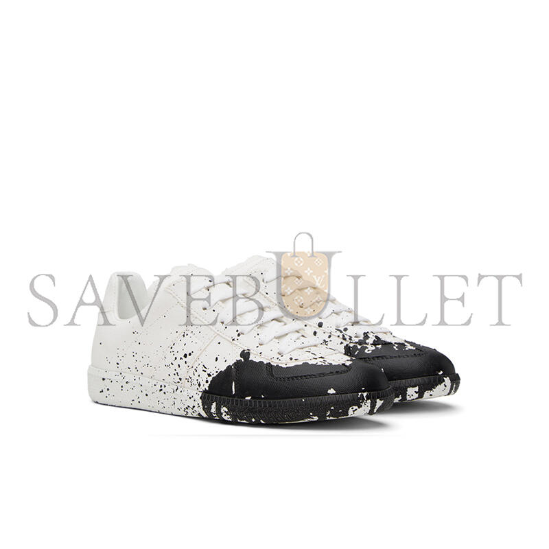 MAISON MARGIELA WHITE & BLACK PAINT REPLICA SNEAKERS 231168F128010